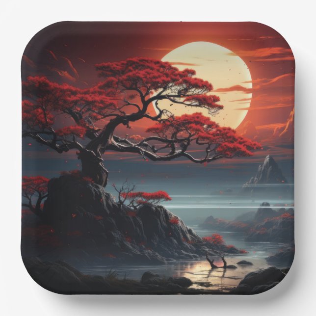 Bonsai Tree  Paper Plate (Front)