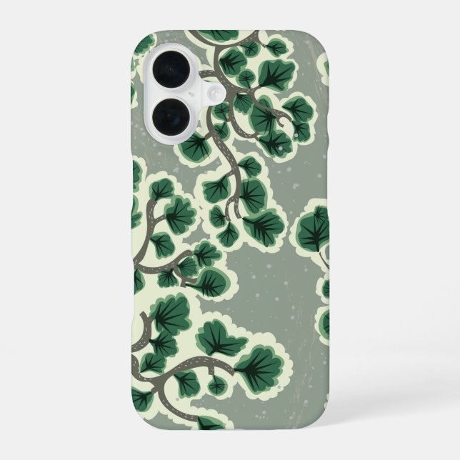 Bonsai Tree Pattern iPhone 16 Case (Back)