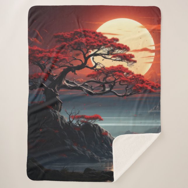 Bonsai Tree  Sherpa Blanket (Front)