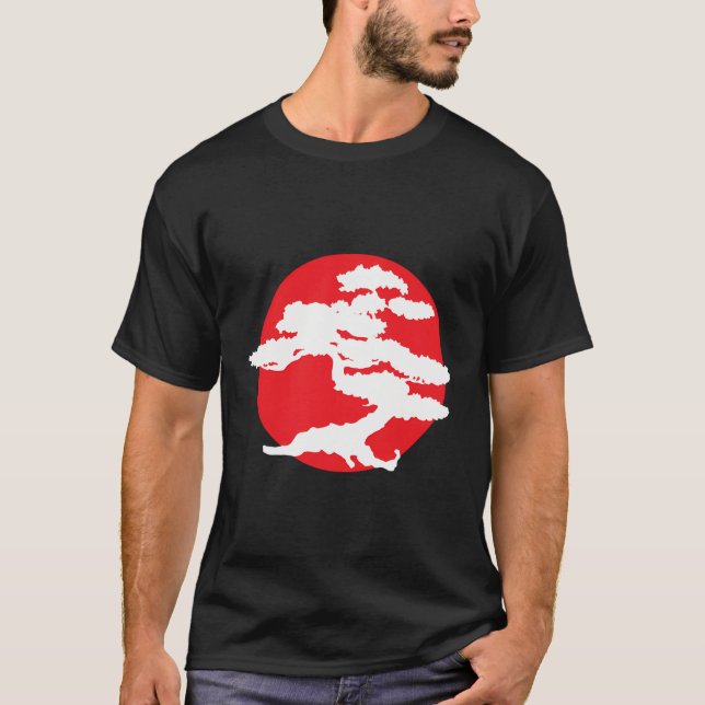 Bonsai Tree With Red Sun Japanese Karate T-Shirt (Front)