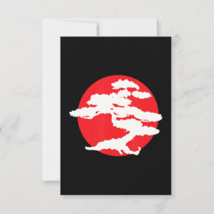 Bonsai Tree With Red Sun Japanese Karate Zen Thank You Card