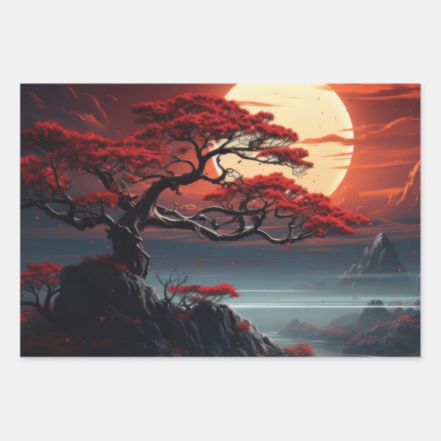 Bonsai Tree  Wrapping Paper Sheet (Front)
