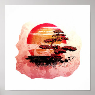 Bonsai Vintage Graphic Cool Red Version Poster