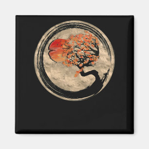 Bonsai Zen Buddhist Enso Circle Tree In Japanese Magnet