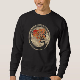 Bonsai Zen Buddhist Enso Circle Tree In Japanese Sweatshirt