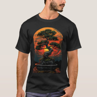 Bonsairee Sunset Art Zen Japanese Gardenranquil Na T-Shirt