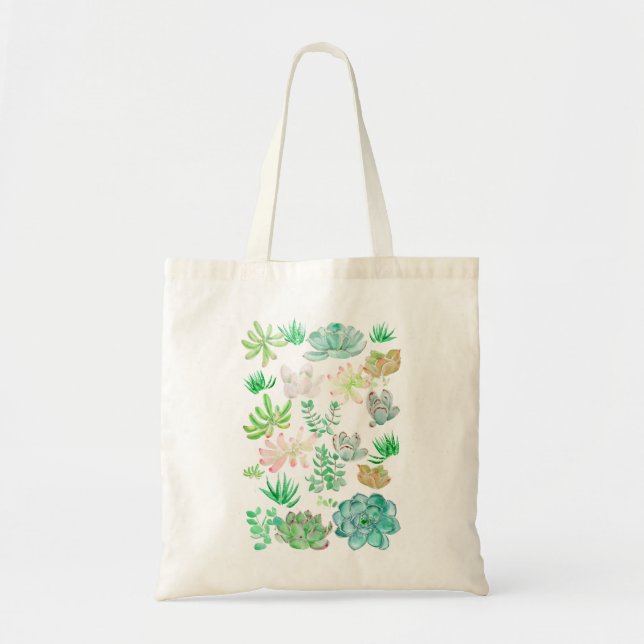 bontanical succulent pattern tote bag (Front)