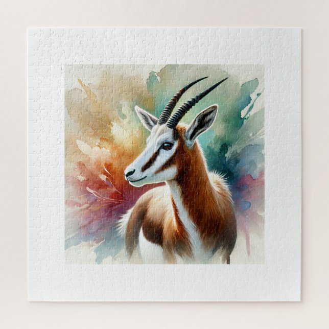 Bontebok in watercolor 220924AREF116 - Watercolor Jigsaw Puzzle (Vertical)