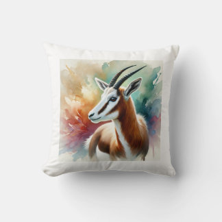 Bontebok in watercolor 220924AREF116 - Watercolor Throw Pillow