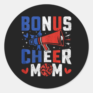 Bonus Cheer Mom - Cheerleading Mom Usa Flag Cheerl Classic Round Sticker
