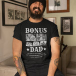 Bonus Dad 5 Photo T-Shirt<br><div class="desc">Vintage stepfather t-shirt featuring the modern title "bonus dad", 5 photos of your stepkids, 2 stars, and the cute saying "you may not have given us life, but you have definitely made our life so much better!".</div>