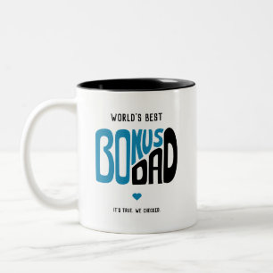 Bonus Dad Blue and Black Type Design Two-Tone Coffee Mug