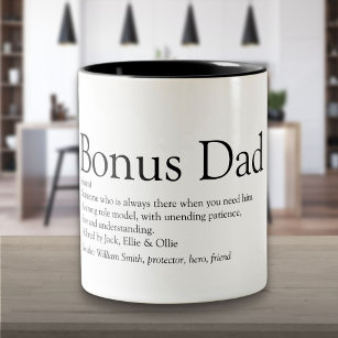 Bonus Dad Definition Fathers Day Stepfather Two-Tone Coffee Mug