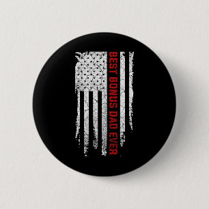 Bonus Dad Ever American Usa Flag Fathers Day Gift 2 Inch Round Button