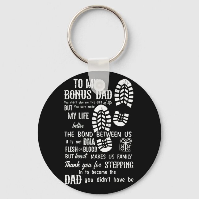Bonus Dad Fathers Day Stepdad for Daughter Son Keychain (Front)