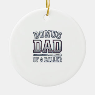 Bonus Dad of a Baller Vintage Sports Shirt Design_ Ceramic Ornament