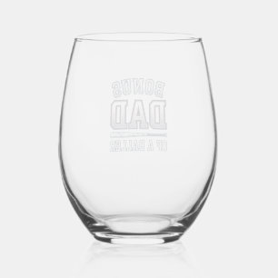 Bonus Dad of a Baller Vintage Sports Shirt Design_ Stemless Wine Glass