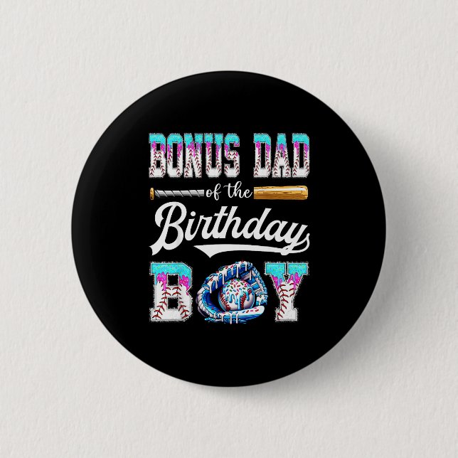 Bonus Dad Of The Birthday Boy Baseball Ice Cream D 2 Inch Round Button (Front)