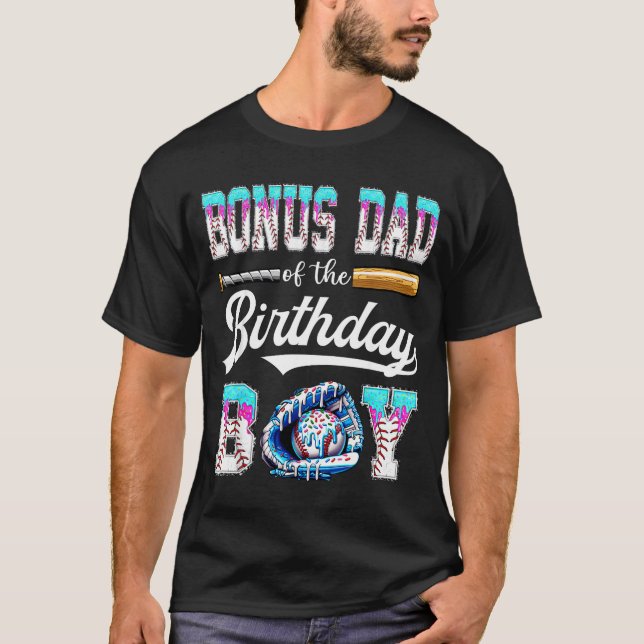 Bonus Dad Of The Birthday Boy Baseball Ice Cream D T-Shirt (Front)