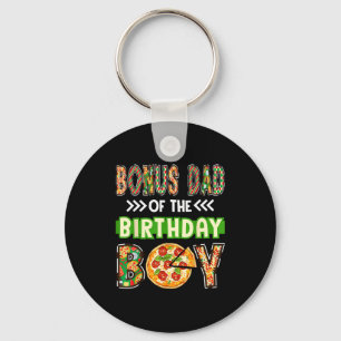 Bonus dad of the boy birthday boy pizza lover keychain