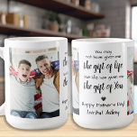 BONUS DAD Poem Custom 2 Photo Father's Day Coffee Mug<br><div class="desc">Surprise your bonus dad or step dad this fathers day with a personalized photo coffee mug. "You may not have given me the git of life, but life gave me the gift of You ." Personalize this bonus dad mug with favourite photos, message and name.. Visit our collection for the...</div>