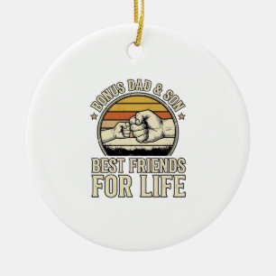 Bonus Dad & Son Best Friends Vintage Shirt Design_ Ceramic Ornament