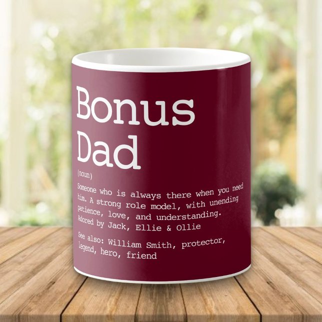 Bonus Dad Stepdad Definition Burgundy Red Coffee Mug (Bonus Dad Stepdad Definition Burgundy Red Coffee Mug)