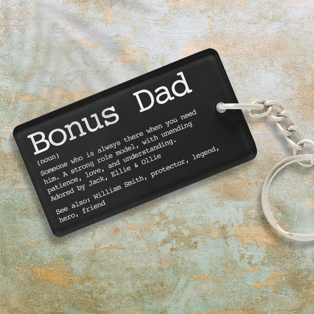 Bonus Dad Stepdad Definition Modern Keychain (Bonus Dad Stepdad Definition Modern Keychain)