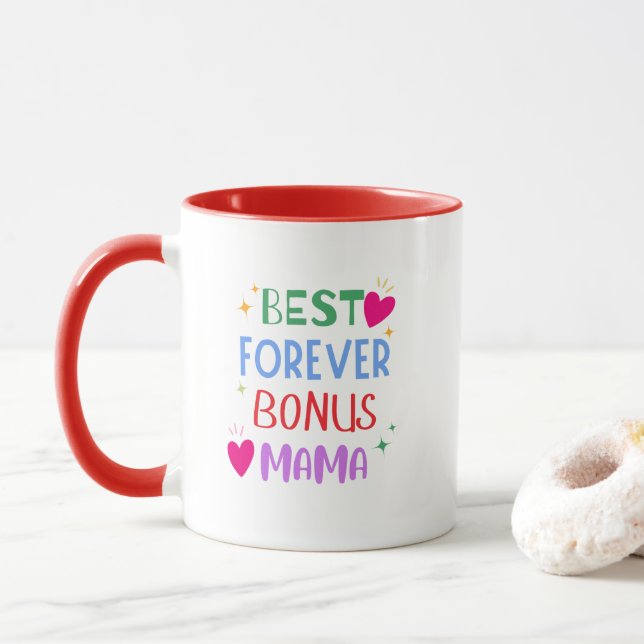 Bonus Mom giftful Design Typography Mug (With Donut)