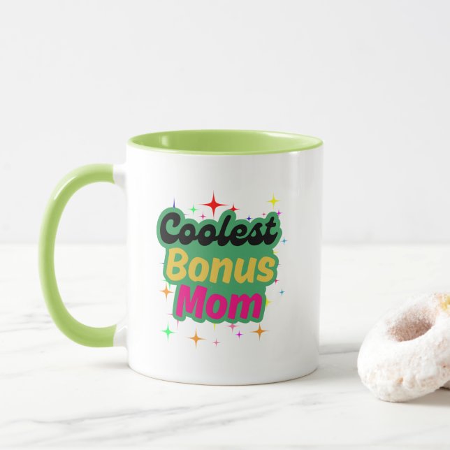 Bonus Mom giftful Design Typography Mug (With Donut)
