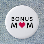Bonus Mom | Modern Pink Heart Mother's Day 2 Inch Round Button<br><div class="desc">Simple, stylish "bonus mom" custom quote art design in modern minimalist typography featuring a cute raspberry pink love heart detail. The perfect gift for your special bonus mom (eg. stepmom, dad's girlfriend etc) on her birthday or Mother's Day! The slogan can easily be personalized if you wish to add your...</div>