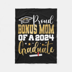 Bonus Mom Of A 2024 Graduate Cl Senior Graduation Fleece Blanket