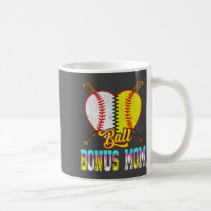 Bonus Mom Of Both Half Baseball Softball Ice Cream Coffee Mug