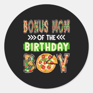 Bonus mom of the boy birthday boy pizza lover classic round sticker