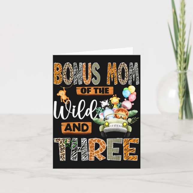 Bonus Mom Of The Wild &amp; Three 3rd Birthday Boy Card (Front)