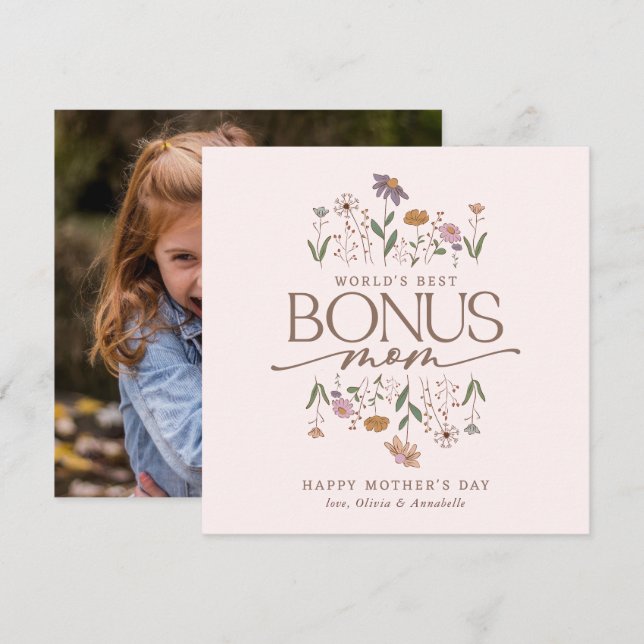 Bonus Mom Photo Carte de la fête des mères (Devant / Derrière)