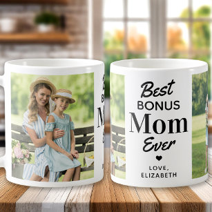 BONUS MOM Step Mom Mother's Day Custom 2 Photo Coffee Mug