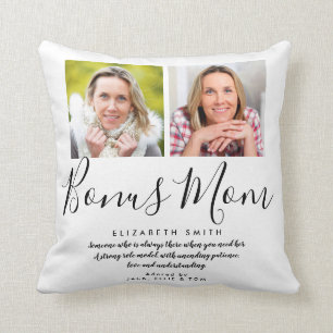 Bonus Mom Stepmom Script Quote 2 Photo Throw Pillo Pillow