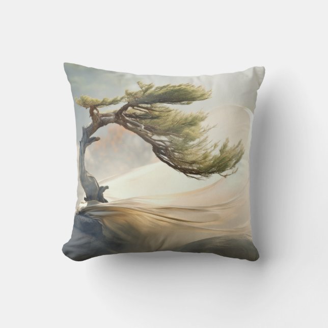 Bonzai Plant Wind Tranquil Peaceful  Throw Pillow (Front)