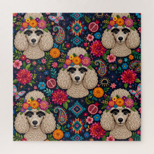 Boo22 Artist Poodle Boho Floral – Colourful Poodle Jigsaw Puzzle