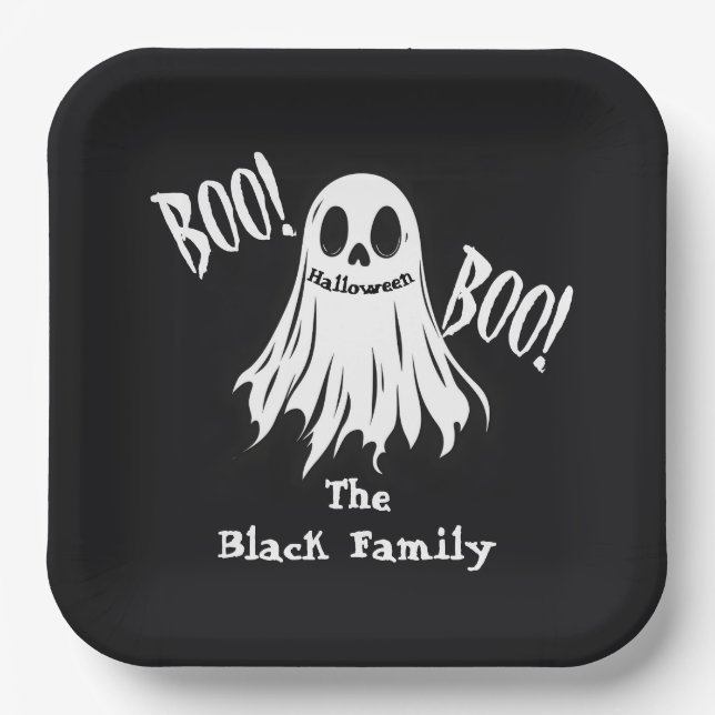 BOO!  – A Ghostly Grin Paper Plate (Front)