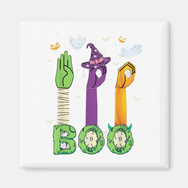 Boo American Sign Language ASL Deaf Halloween Cost Magnet (Front)