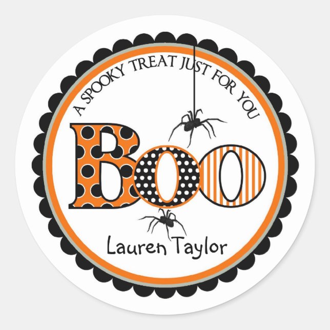 BOO and Spiders Halloween Treat Stickers (Front)