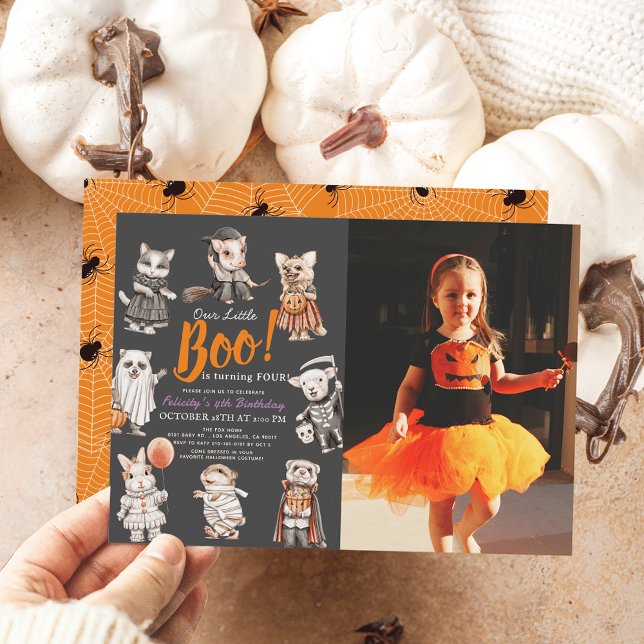 Boo Animals Halloween Costume Birthday Photo Invitation (Creator Uploaded)
