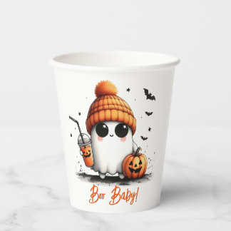 Boo Baby Ghost and Pumpkin Halloween Paper Cups
