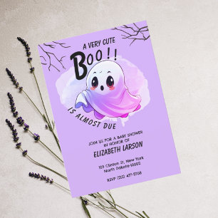 Boo Baby Shower Halloween Purple Themed Cute Party Invitation