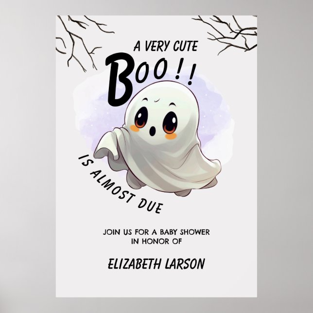 Boo Baby Shower Halloween themed Cute Party Poster (Front)