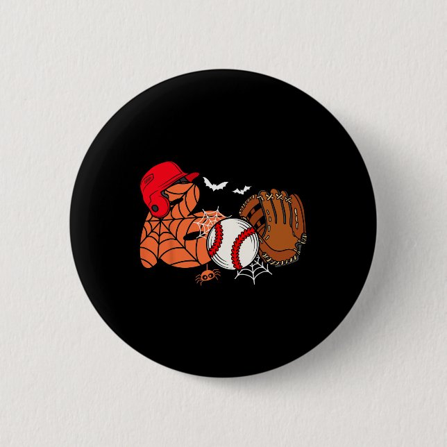 Boo Baseball Halloween Player Catcher Pitcher Spoo 2 Inch Round Button (Front)