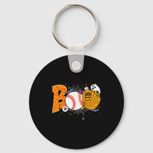 Boo Baseball Player Catcher Tcher Funny Halloween  Keychain