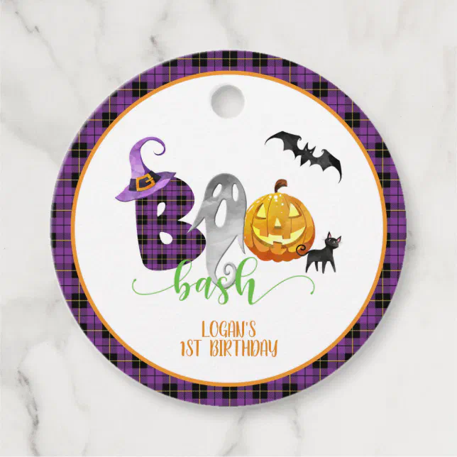 Boo Bash Birthday Favour Tag Custom Zazzle